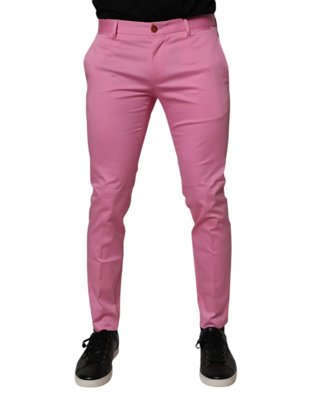 Dolce &amp; Gabbana Pink Cotton Slim Fit Men Dress Formal Pants