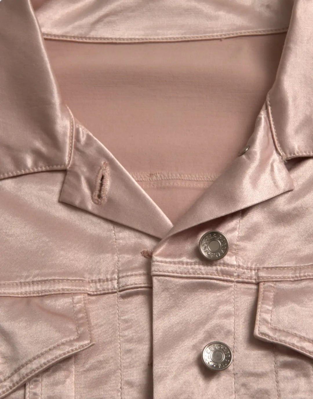 Dolce &amp; Gabbana Pink Cotton Stretch Collared Cropped Jacket