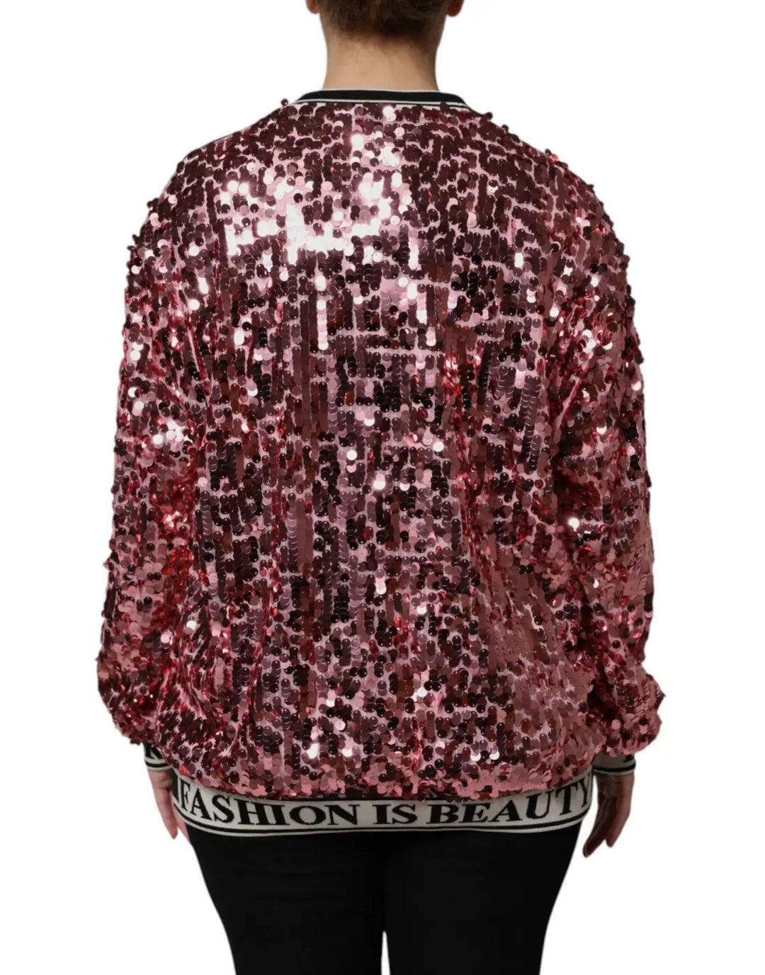 Dolce &amp; Gabbana Pink DG Queen Sequin Pullover Sweater