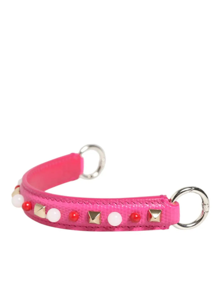 Dolce &amp; Gabbana Pink Embellished Leather Bag Handle Women Shoulder Strap