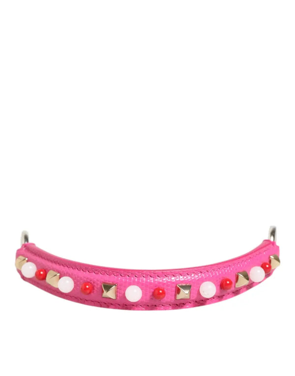 Dolce & Gabbana - Pink Embellished Leather Bag Handle Women Shoulder Strap