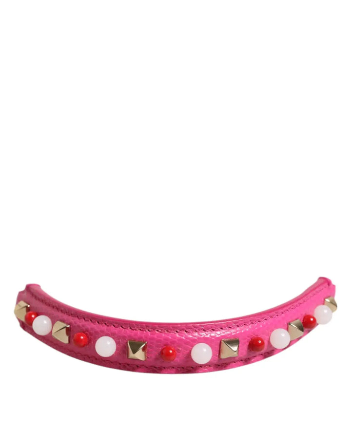 Dolce &amp; Gabbana Pink Embellished Leather Bag Handle Women Shoulder Strap