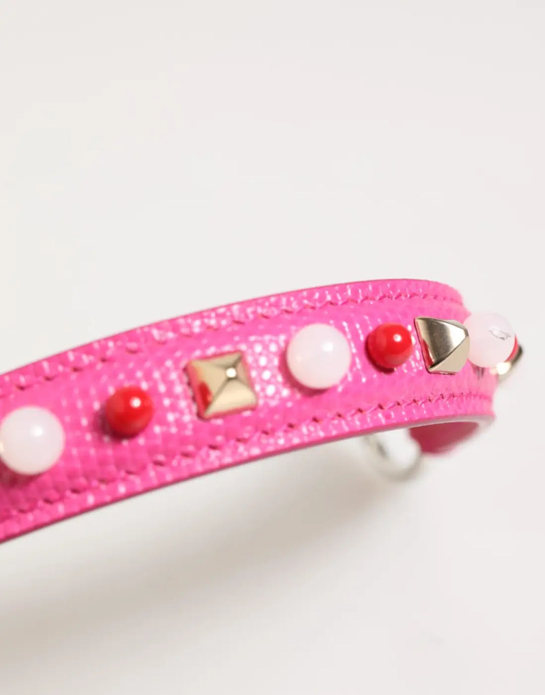 Dolce &amp; Gabbana Pink Embellished Leather Bag Handle Women Shoulder Strap