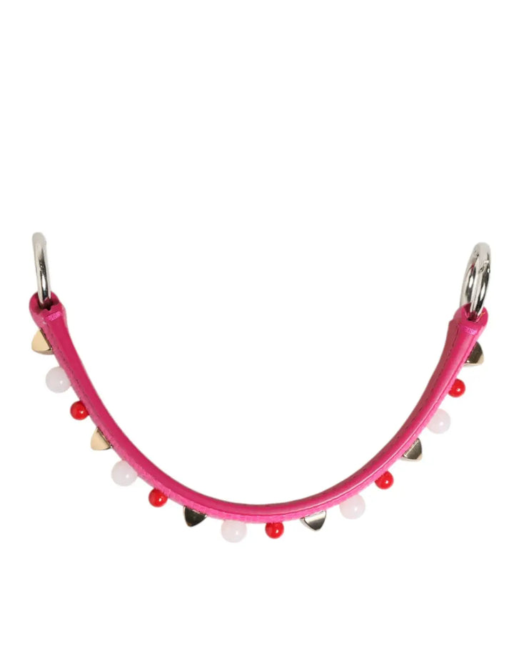 Dolce &amp; Gabbana Pink Embellished Leather Bag Handle Women Shoulder Strap