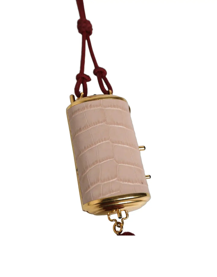 Dolce &amp; Gabbana Pink Exotic Leather Mini Mirror Tassel Makeup Bag
