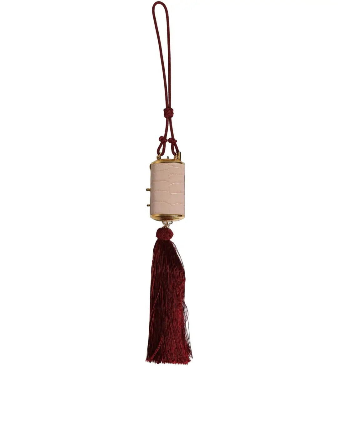 Dolce &amp; Gabbana Pink Exotic Leather Mini Mirror Tassel Makeup Bag