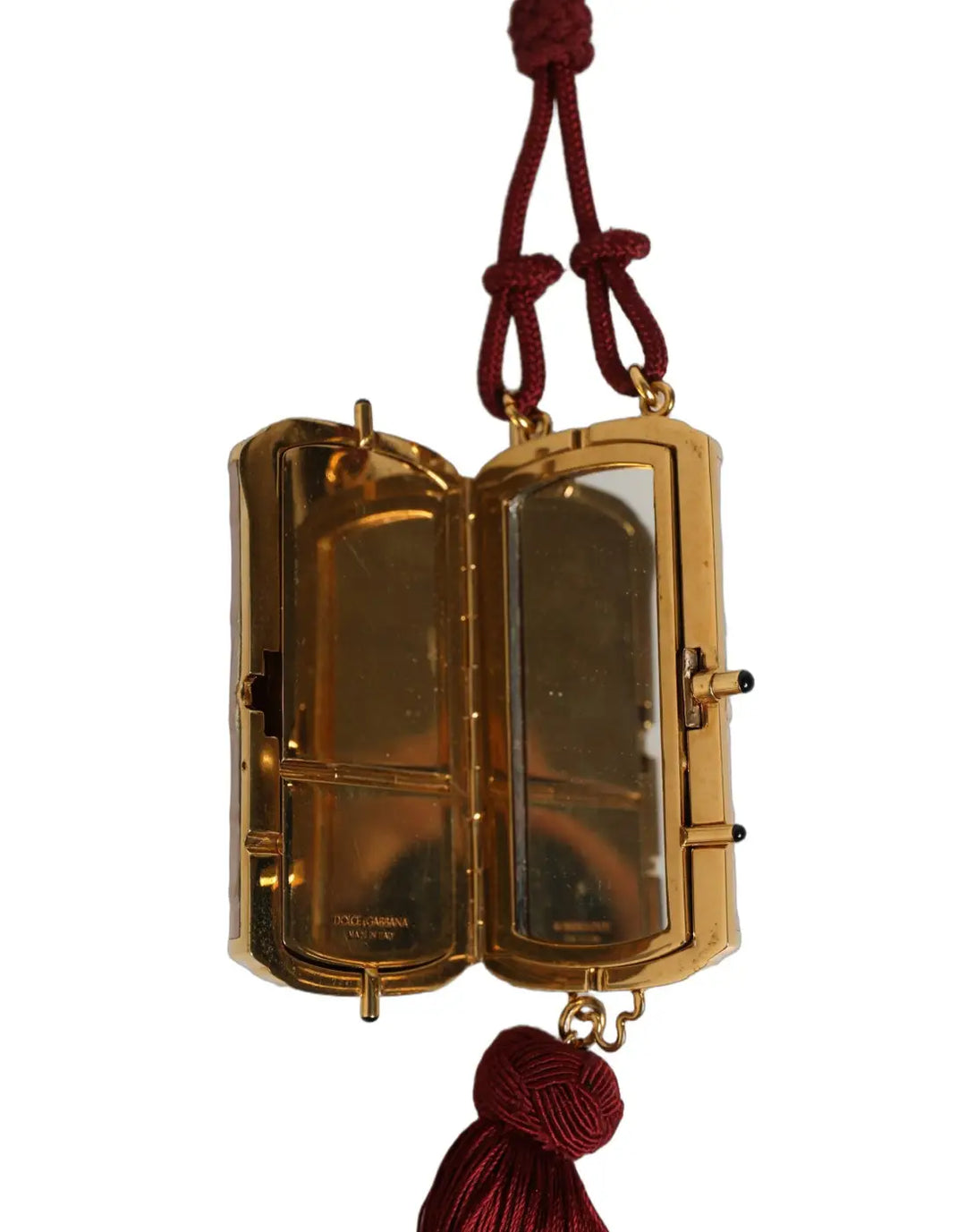 Dolce &amp; Gabbana Pink Exotic Leather Mini Mirror Tassel Makeup Bag