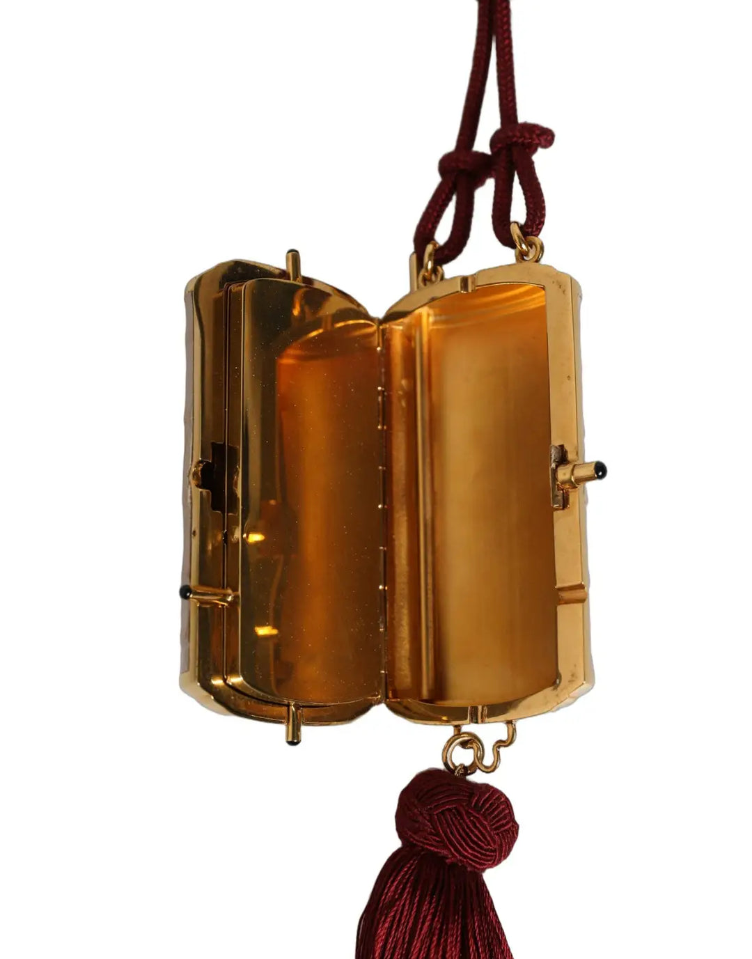 Dolce &amp; Gabbana Pink Exotic Leather Mini Mirror Tassel Makeup Bag