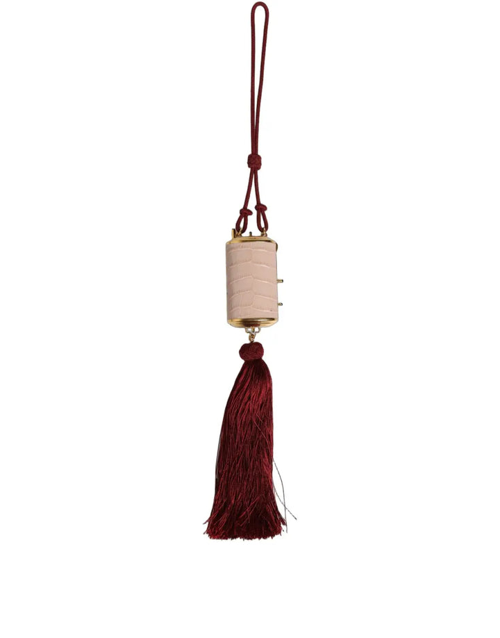 Dolce &amp; Gabbana Pink Exotic Leather Mini Mirror Tassel Makeup Bag