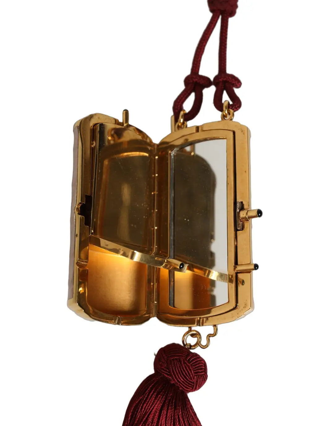 Dolce &amp; Gabbana Pink Exotic Leather Mini Mirror Tassel Makeup Bag