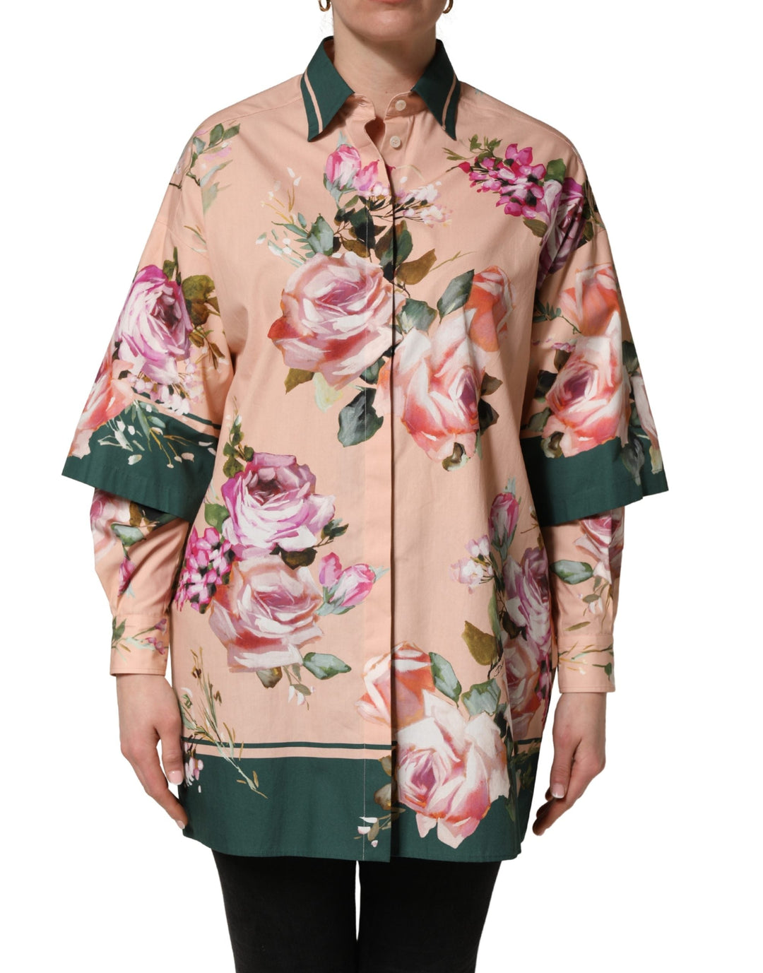 Dolce &amp; Gabbana Shirts - Women’s Pink Floral Cotton Button Front Shirt Top