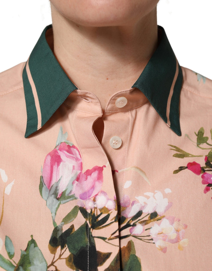 Dolce &amp; Gabbana Shirts - Women’s Pink Floral Cotton Button Front Shirt Top