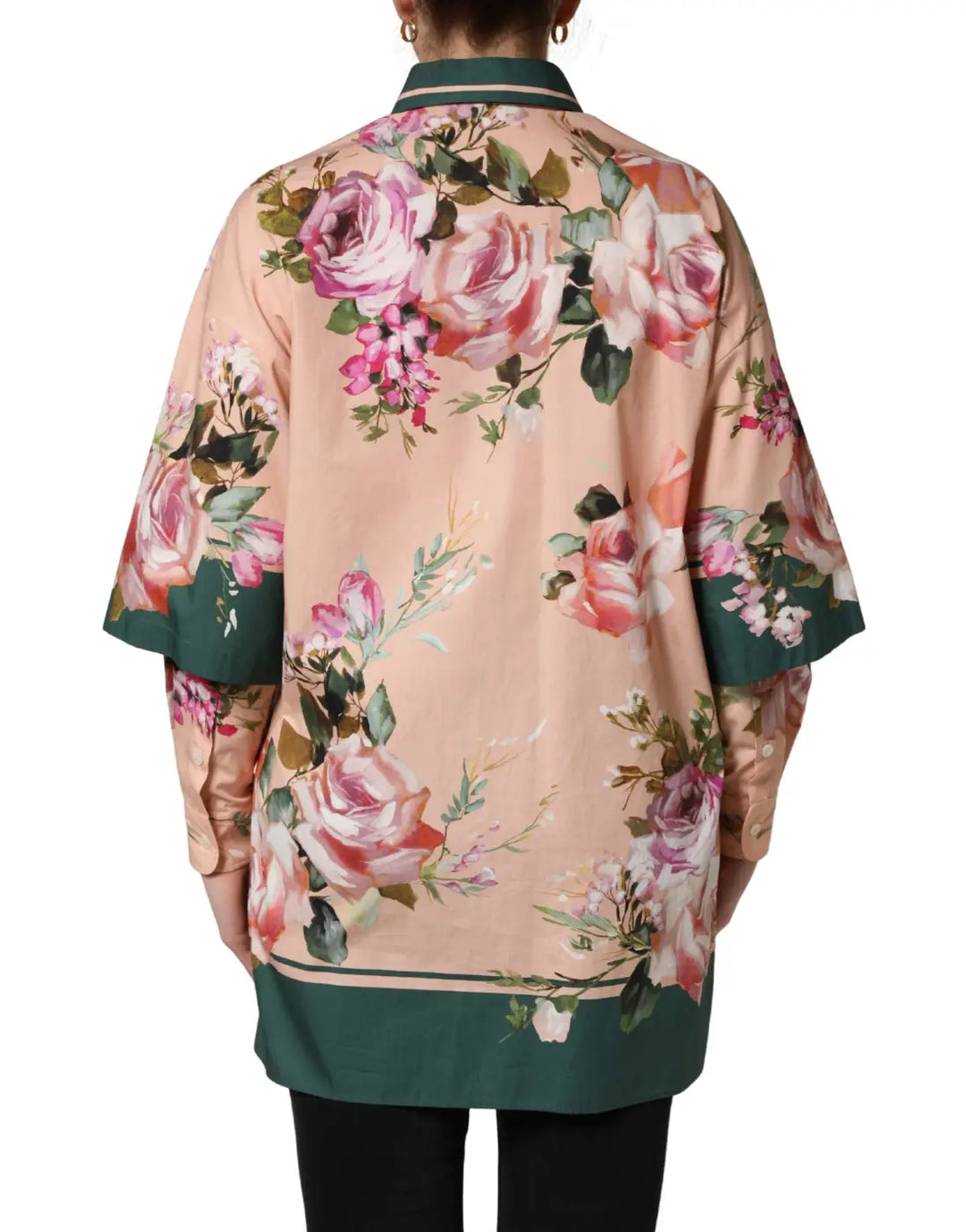 Dolce &amp; Gabbana Pink Floral Cotton Button Front Shirt Top
