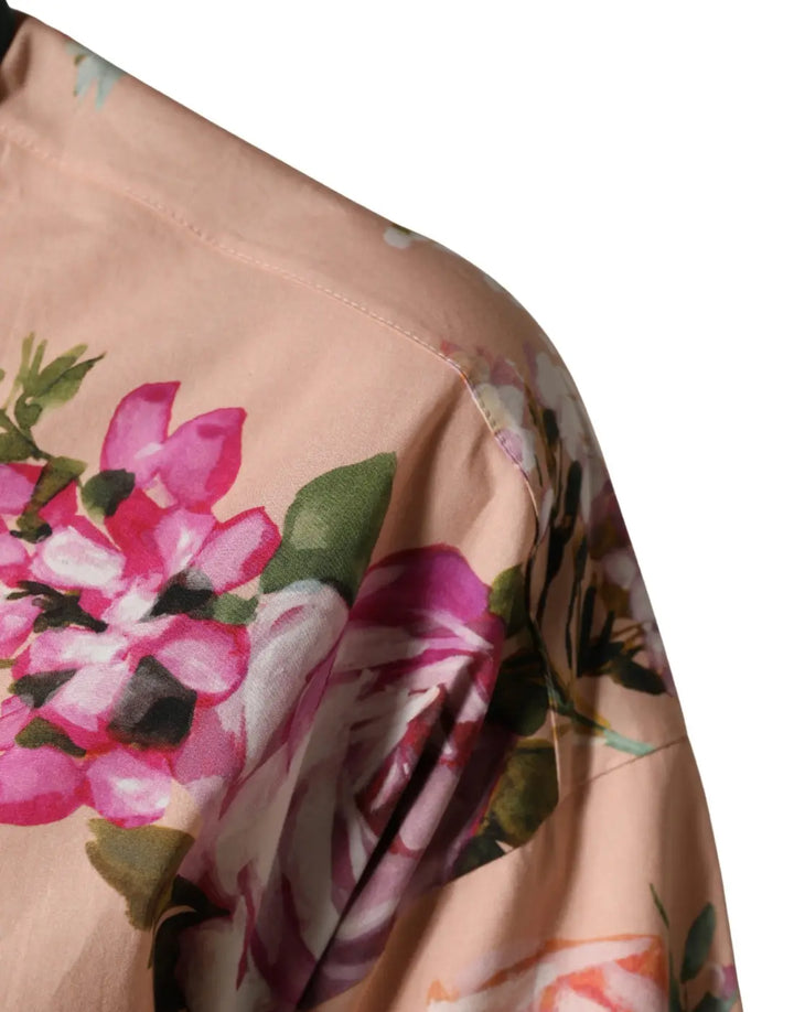 Dolce &amp; Gabbana Pink Floral Cotton Button Front Shirt Top