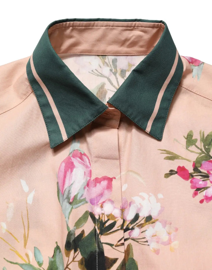 Dolce &amp; Gabbana Pink Floral Cotton Button Front Shirt Top
