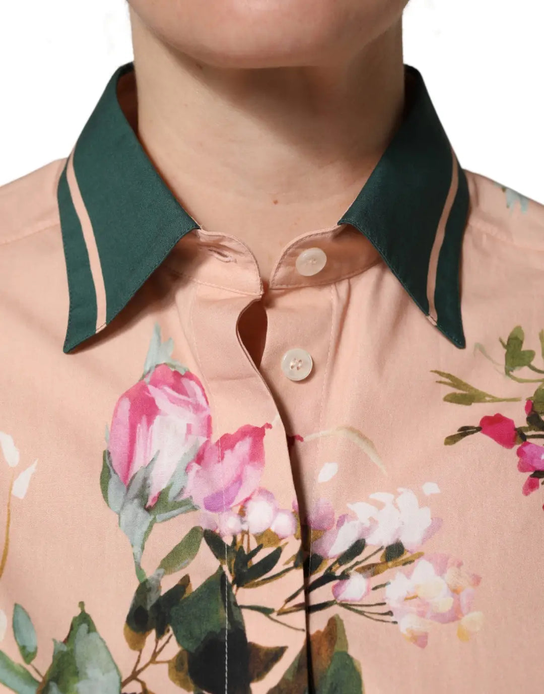 Dolce &amp; Gabbana Pink Floral Cotton Button Front Shirt Top
