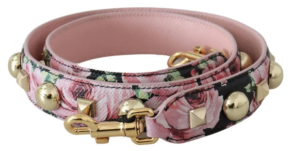 Dolce & Gabbana - Pink Floral Gold Studs Bag Accessory Shoulder Strap