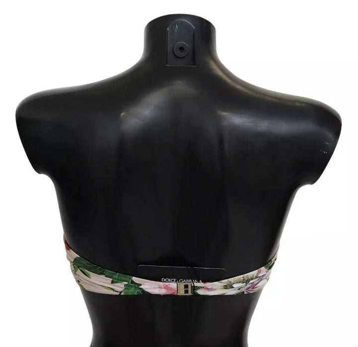 Dolce &amp; Gabbana Pink Floral Print Swimsuit Beachwear Bikini Top - Women’s