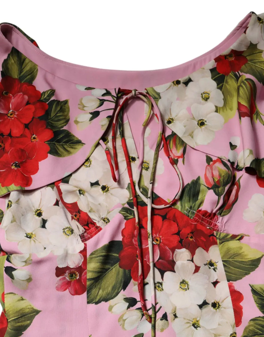 Dolce &amp; Gabbana Pink Floral Silk Short Sleeves Blouse Top