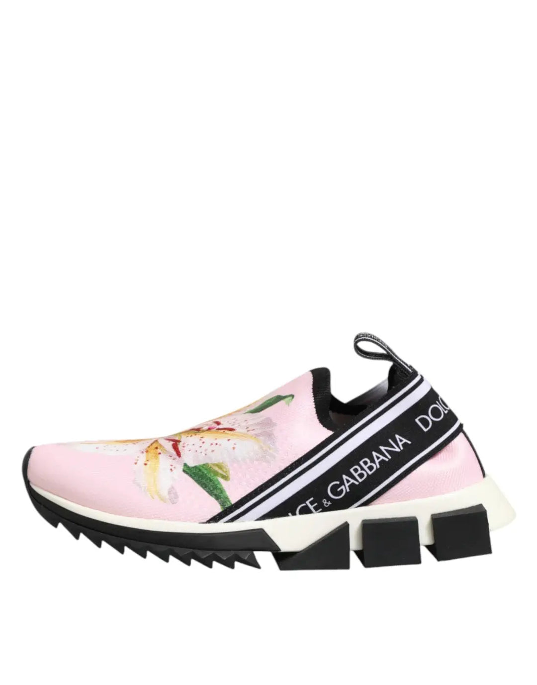 Dolce &amp; Gabbana Pink Floral Sorrento Low Top Sneakers Shoes