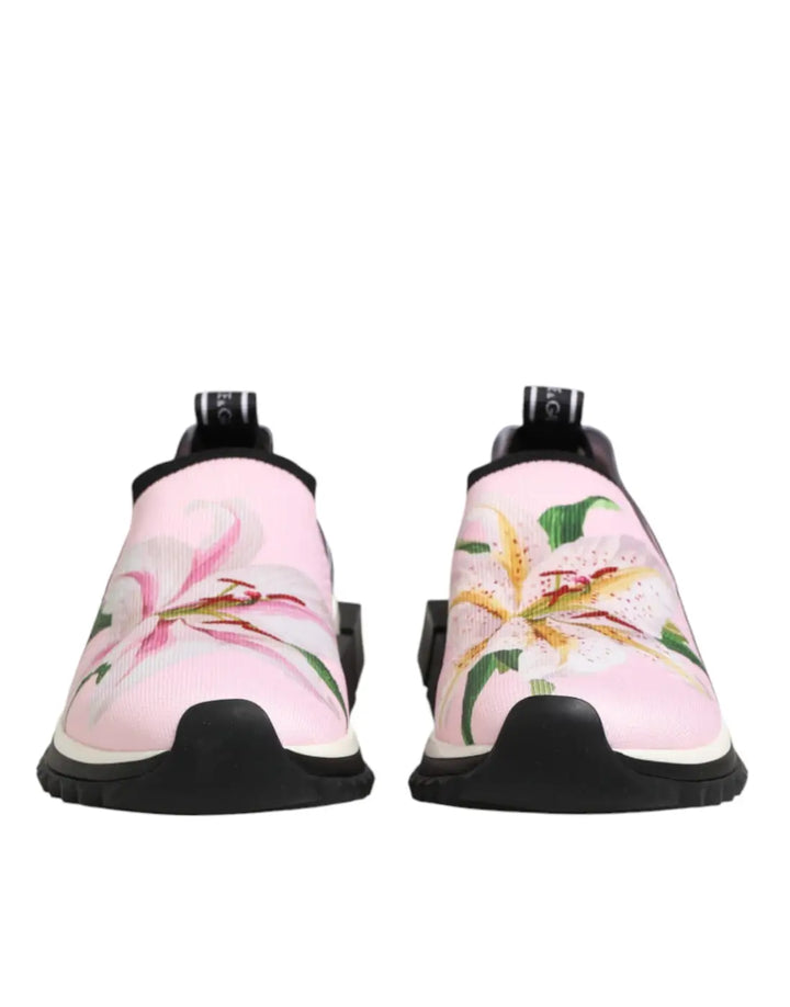 Dolce &amp; Gabbana Pink Floral Sorrento Low Top Sneakers Shoes