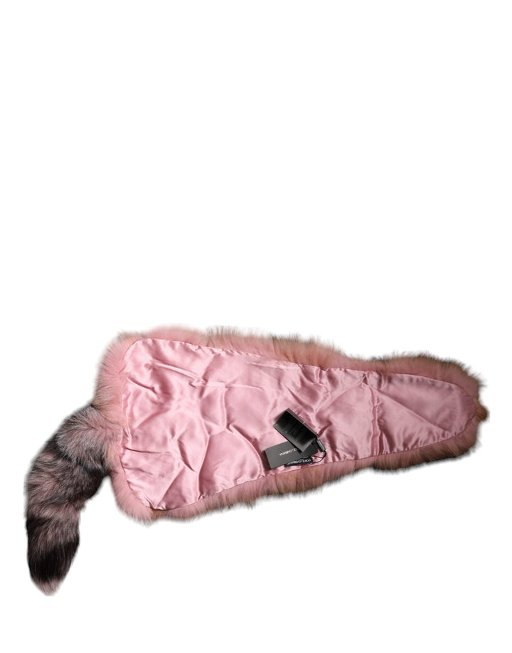 Dolce &amp; Gabbana Pink Frost Fox Fur Neck Warmer Winter Scarf