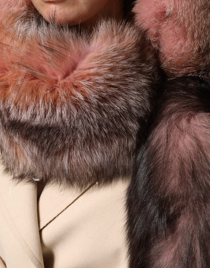 Dolce &amp; Gabbana Pink Frost Fox Fur Neck Warmer Winter Scarf