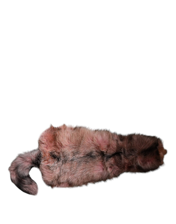 Dolce &amp; Gabbana Pink Frost Fox Fur Neck Warmer Winter Scarf