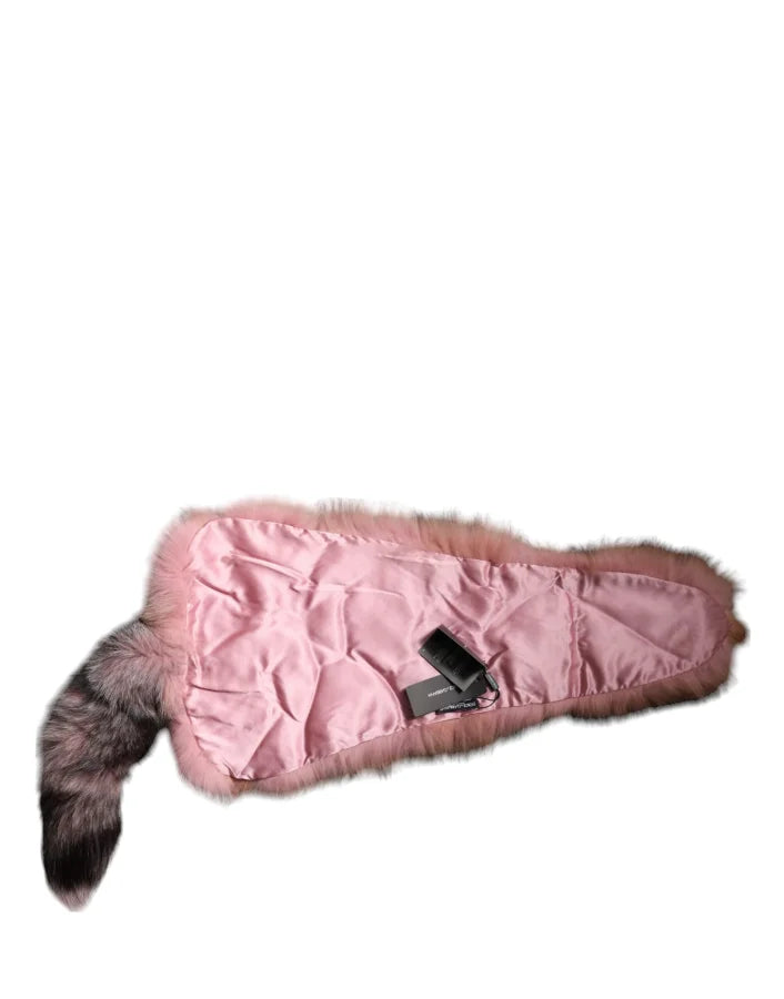 Dolce &amp; Gabbana Pink Frost Fox Fur Neck Warmer Winter Scarf