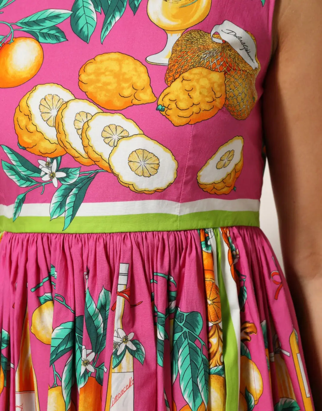 Dolce &amp; Gabbana Pink Fruit Print A-line Mini Sleeveless Dress