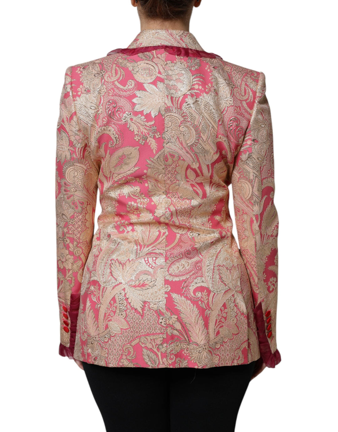 Dolce &amp; Gabbana Sport Jackets - Pink Gold Jacquard Nylon Coat Blazer Jacket