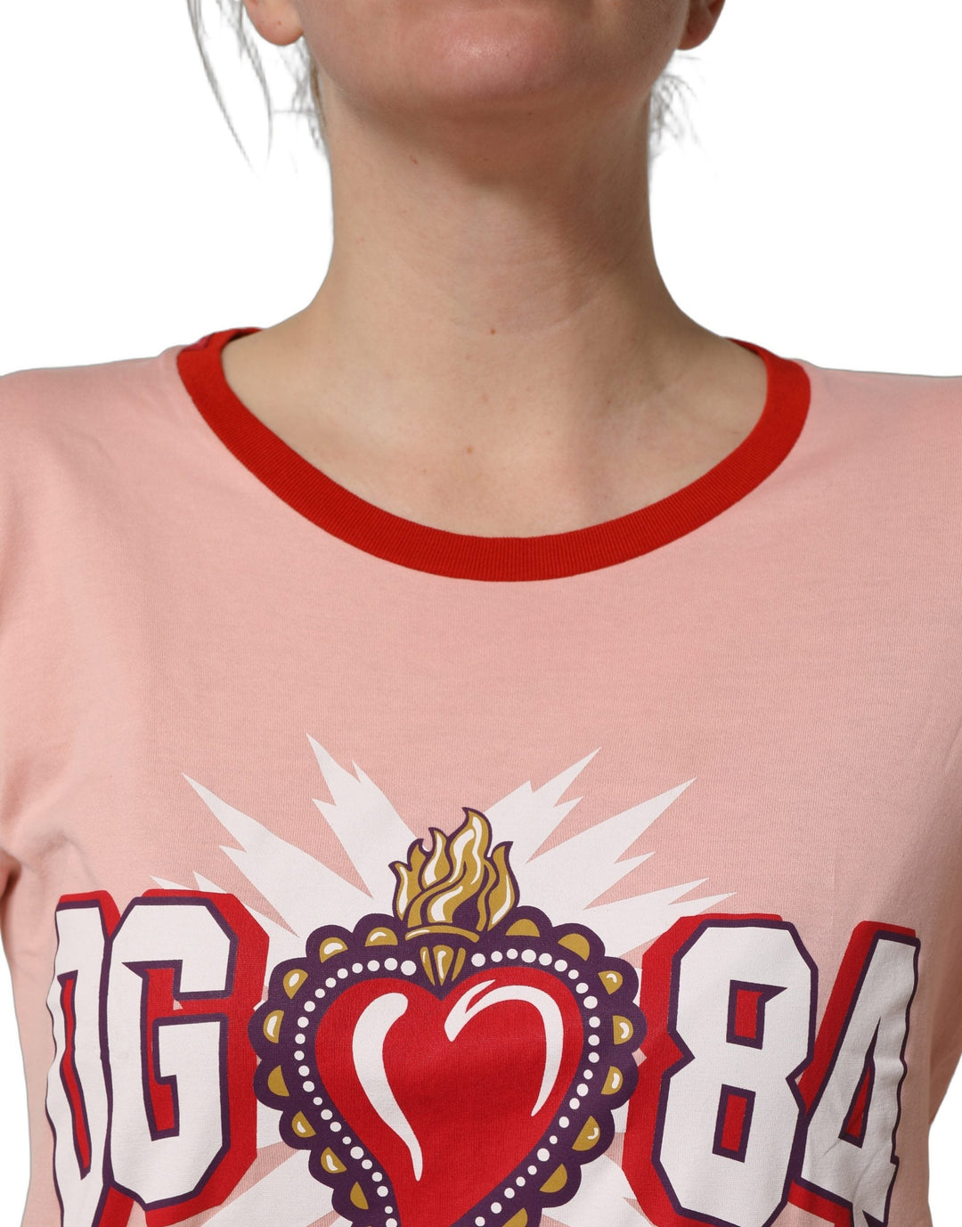Dolce &amp; Gabbana - Pink Graphic Print Cotton Crew Neck T-shirt