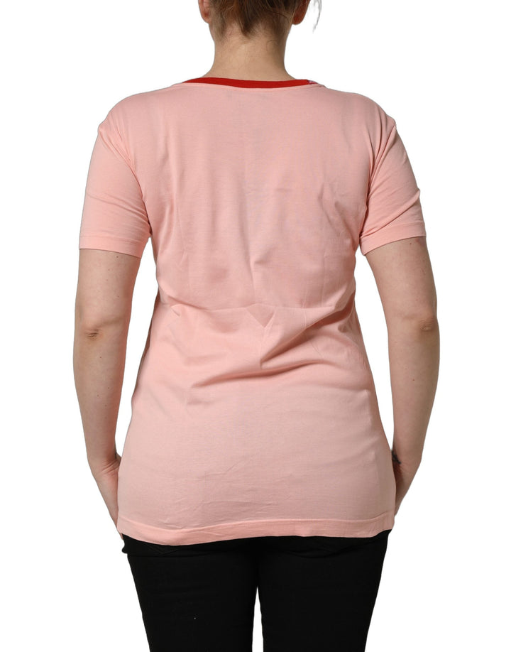 Dolce &amp; Gabbana - Pink Graphic Print Cotton Crew Neck T-shirt