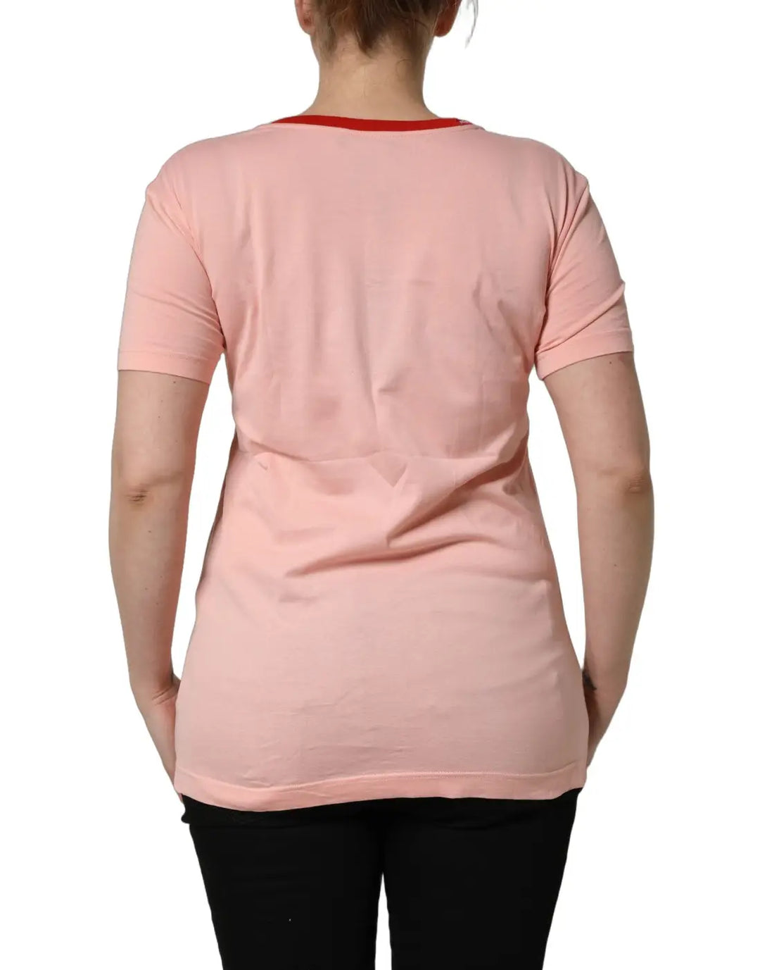 Dolce &amp; Gabbana Pink Graphic Print Cotton Crew Neck T-shirt