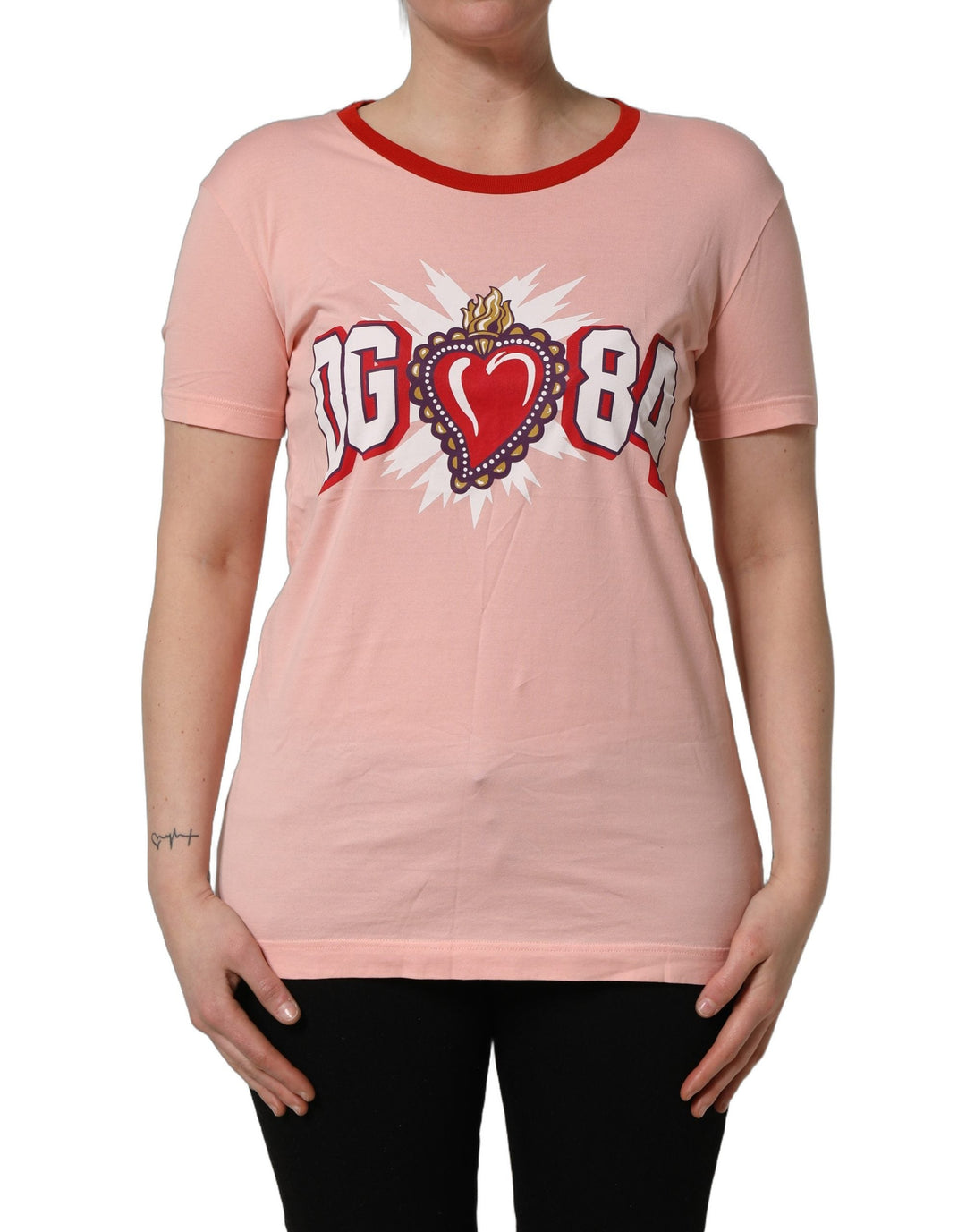 Dolce &amp; Gabbana - Pink Graphic Print Cotton Crew Neck T-shirt