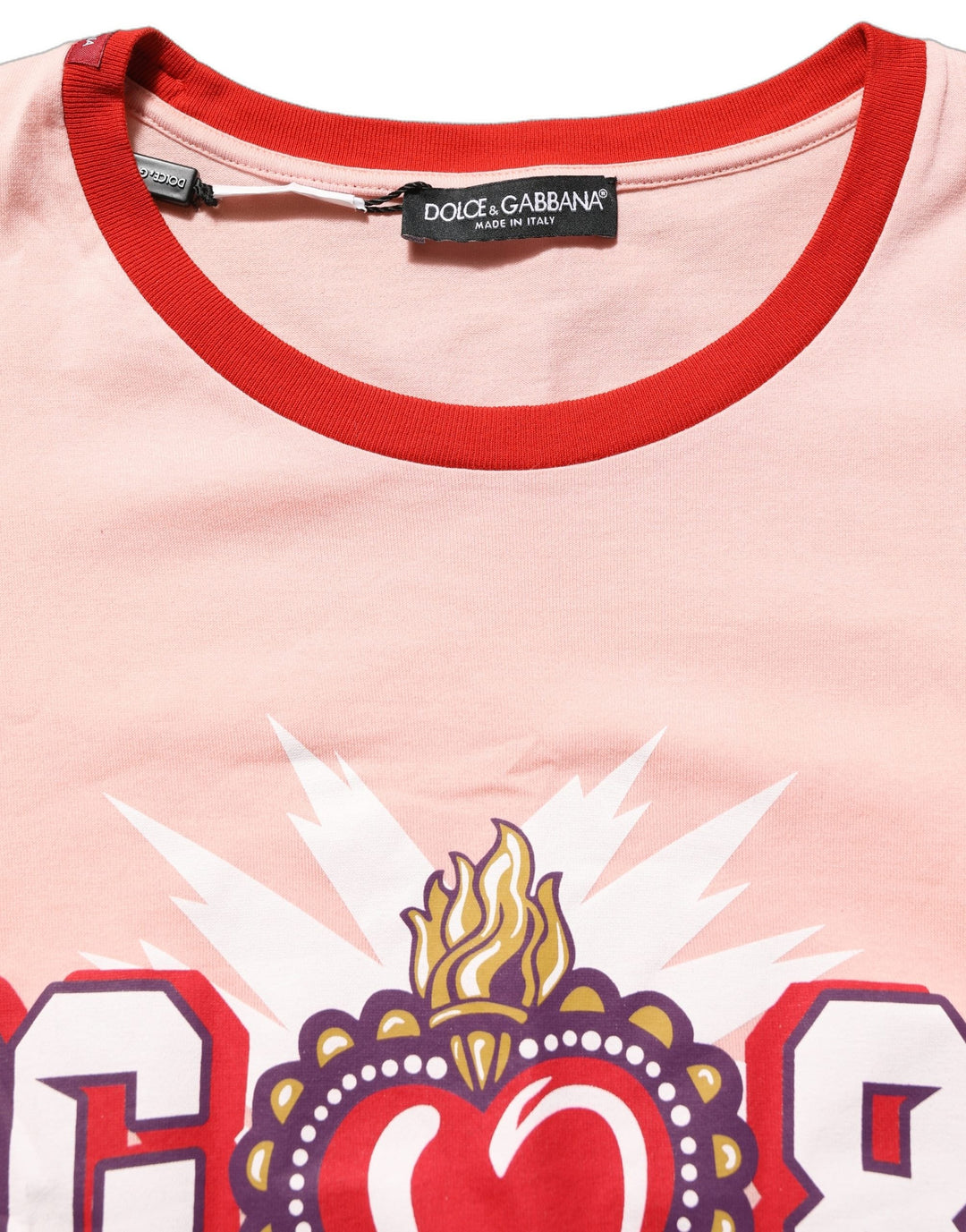 Dolce &amp; Gabbana - Pink Graphic Print Cotton Crew Neck T-shirt