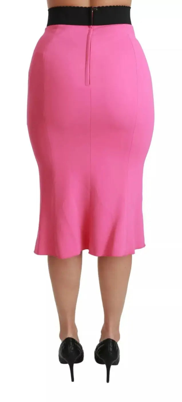 Dolce &amp; Gabbana Pink High Waist Pencil Cut Midi Skirt