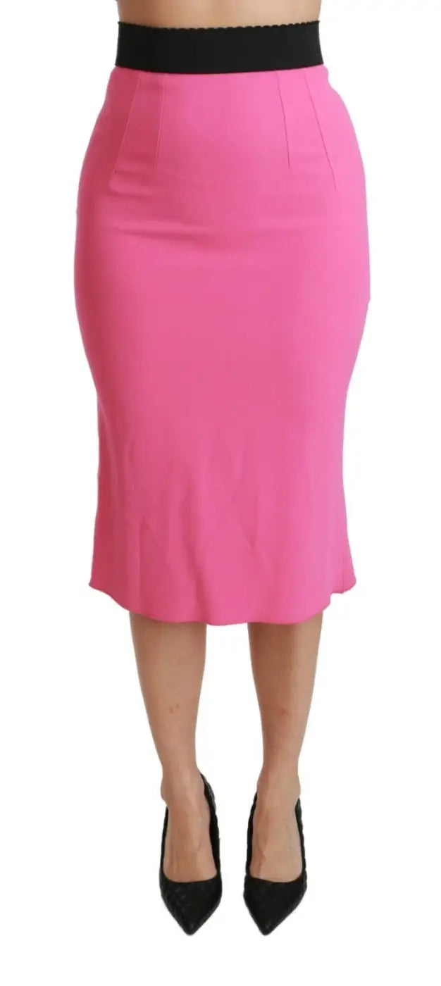 Dolce &amp; Gabbana Pink High Waist Pencil Cut Midi Skirt