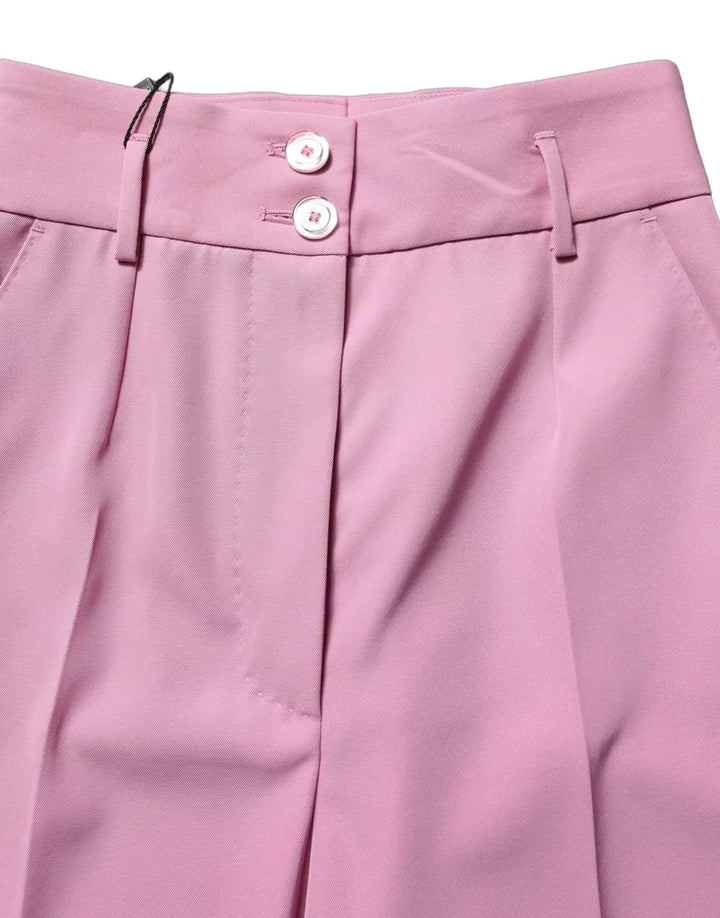 Dolce &amp; Gabbana Pink High Waisted Polyester Trouser Pants