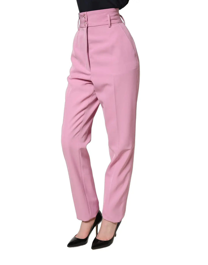 Dolce &amp; Gabbana Pink High Waisted Polyester Trouser Pants