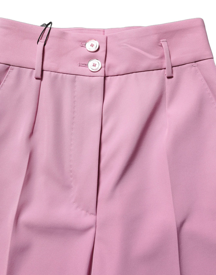 Dolce &amp; Gabbana Pink High Waisted Polyester Trouser Pants