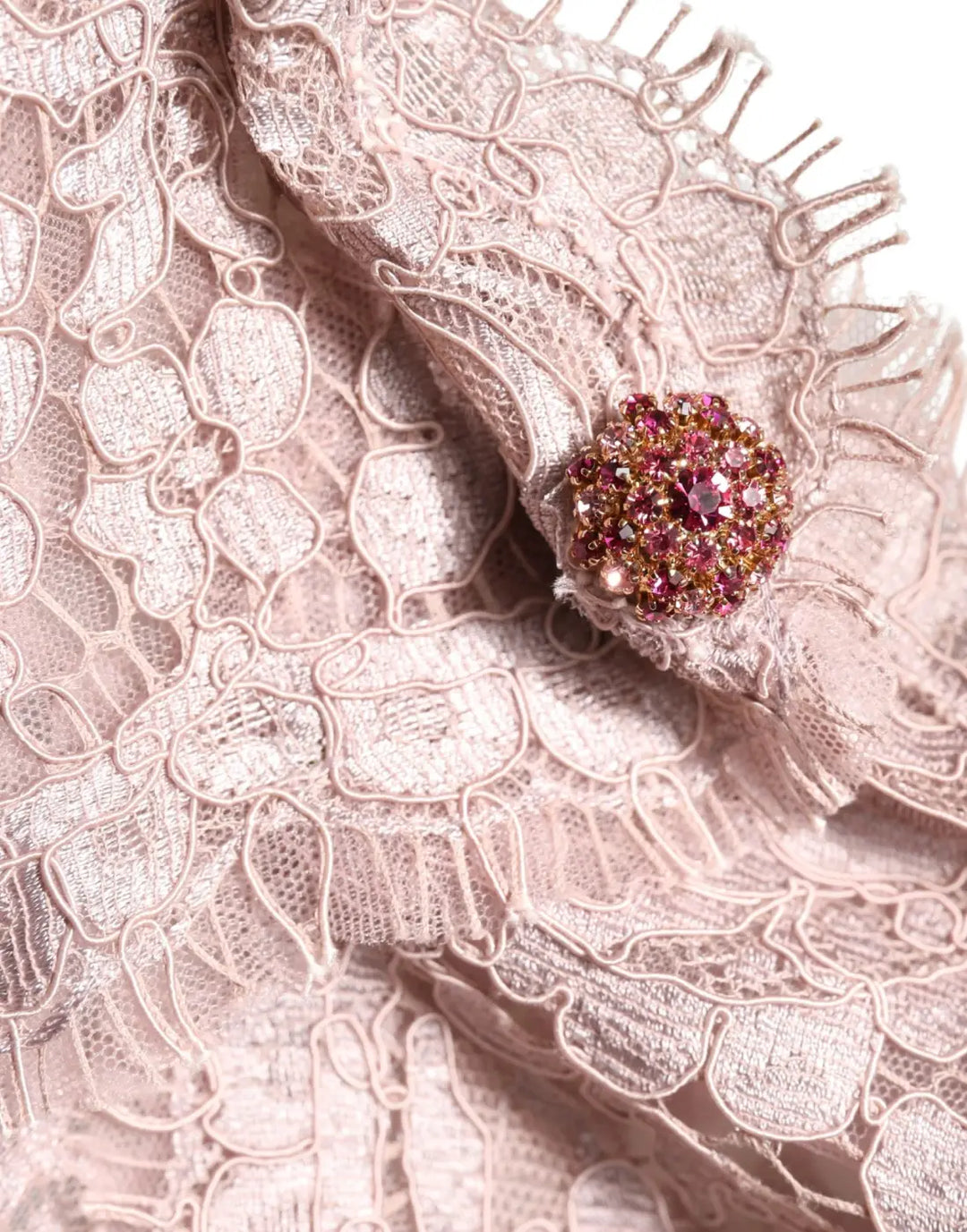 Dolce &amp; Gabbana Pink Lace Long Sleeves Evening Gown Dress