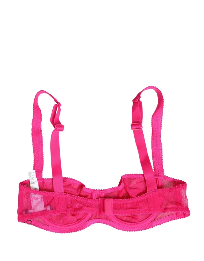 Dolce &amp; Gabbana Pink Lace Mesh Underwire Balconnet Bra Underwear