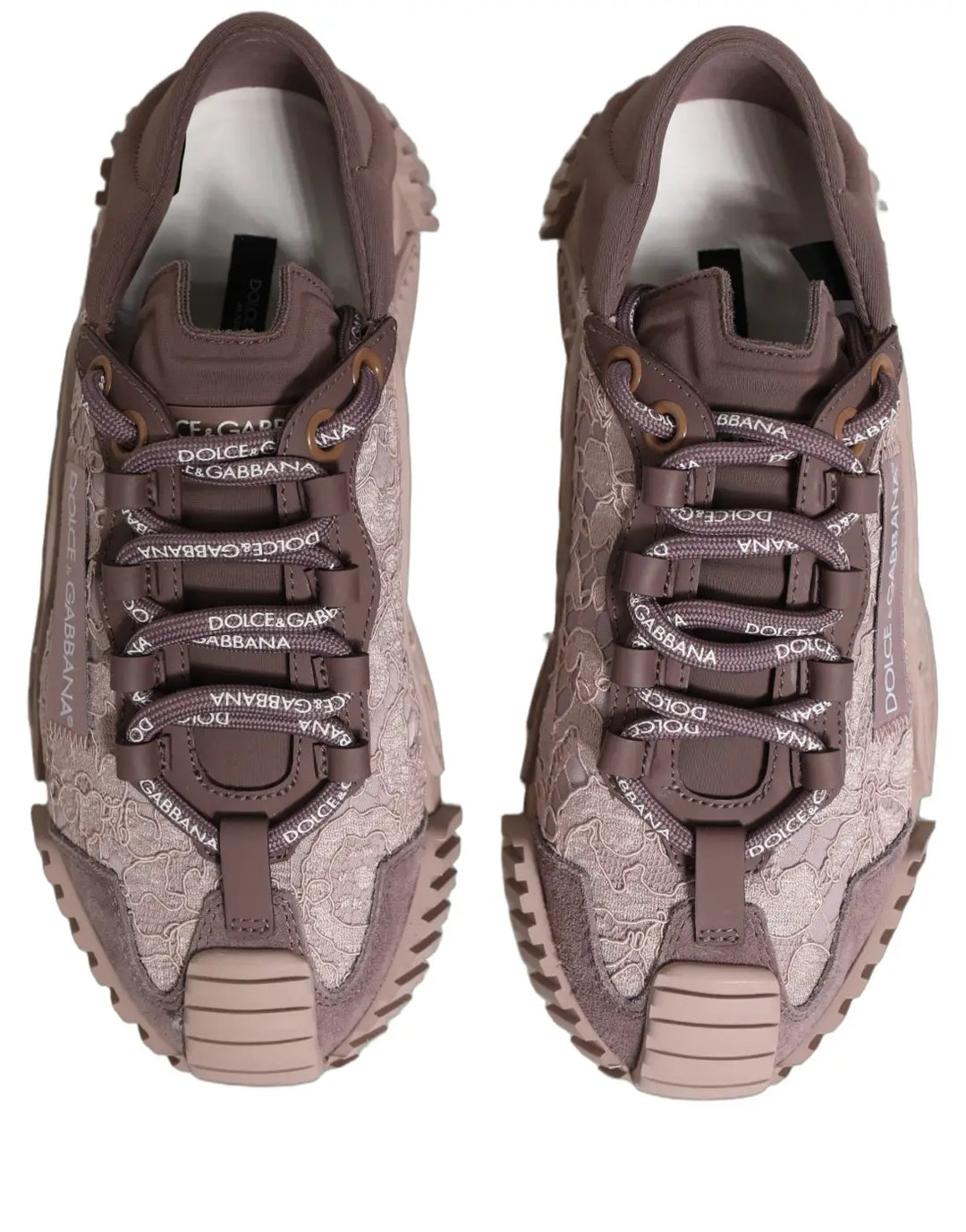 Dolce &amp; Gabbana Pink Lace Ns1 Low Top Sneaker Sports Shoes