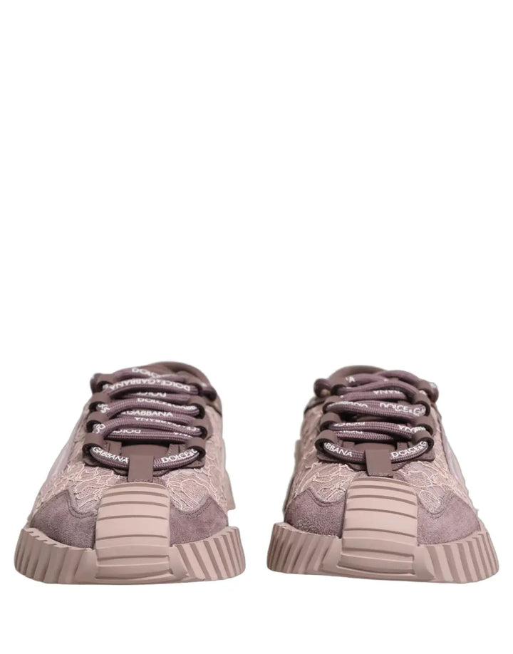 Dolce &amp; Gabbana Pink Lace Ns1 Low Top Sneaker Sports Shoes