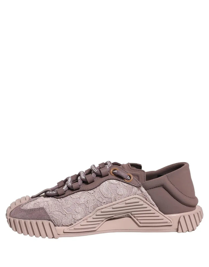 Dolce &amp; Gabbana Pink Lace Ns1 Low Top Sneaker Sports Shoes