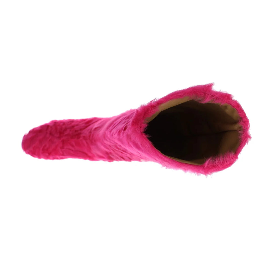 Dolce & Gabbana Pink Lamb Fur Leather Flat Boots
