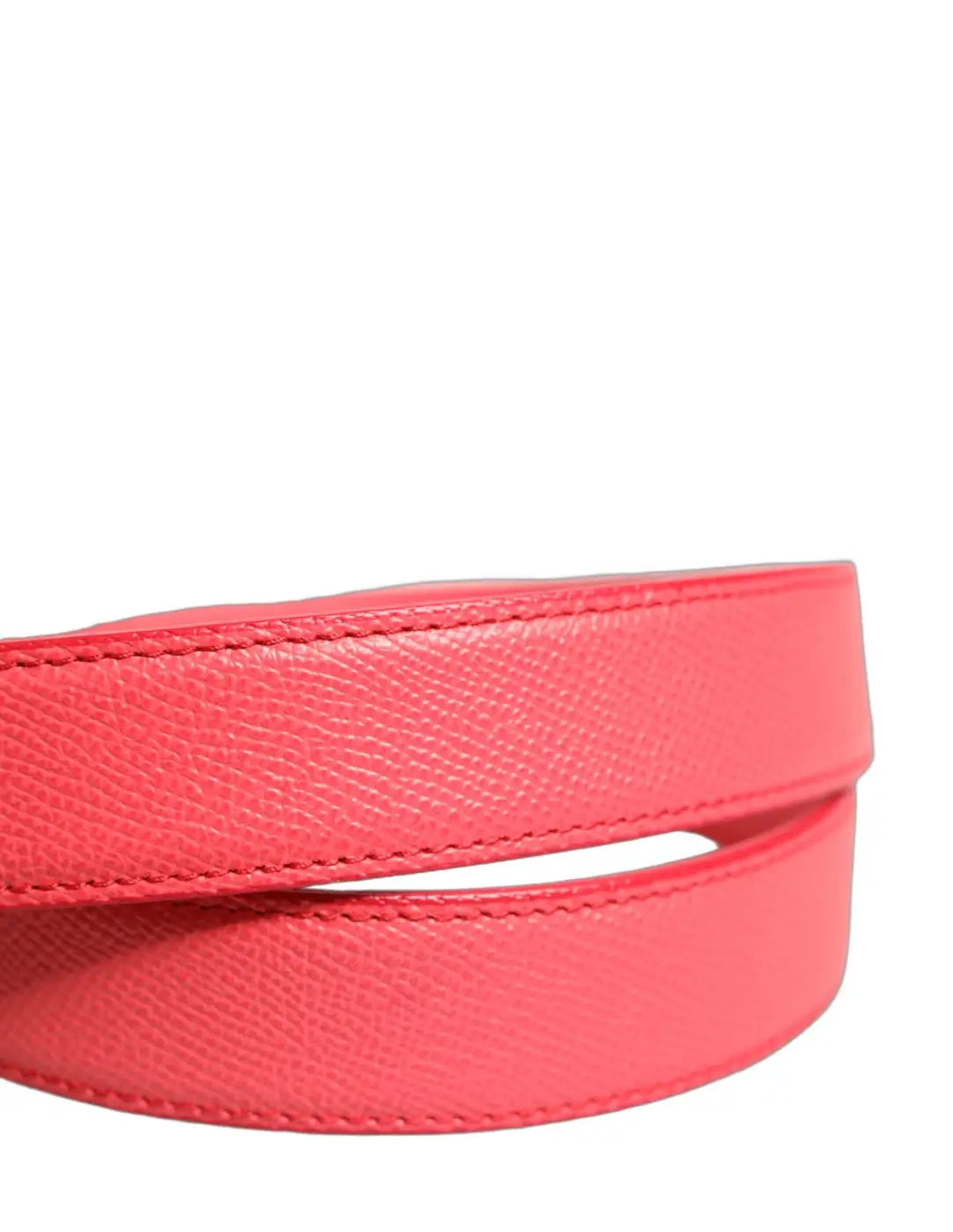 Dolce &amp; Gabbana Pink Lambskin Leather Silver Metal Buckle Belt