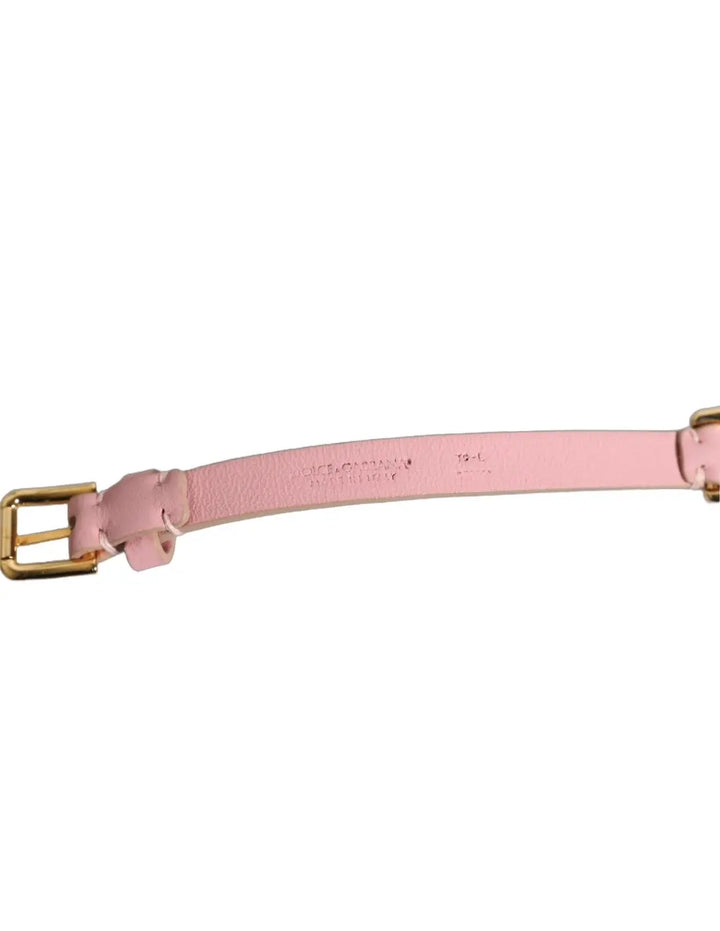 Dolce &amp; Gabbana Pink Leather Crystal Chain Embellished Belt