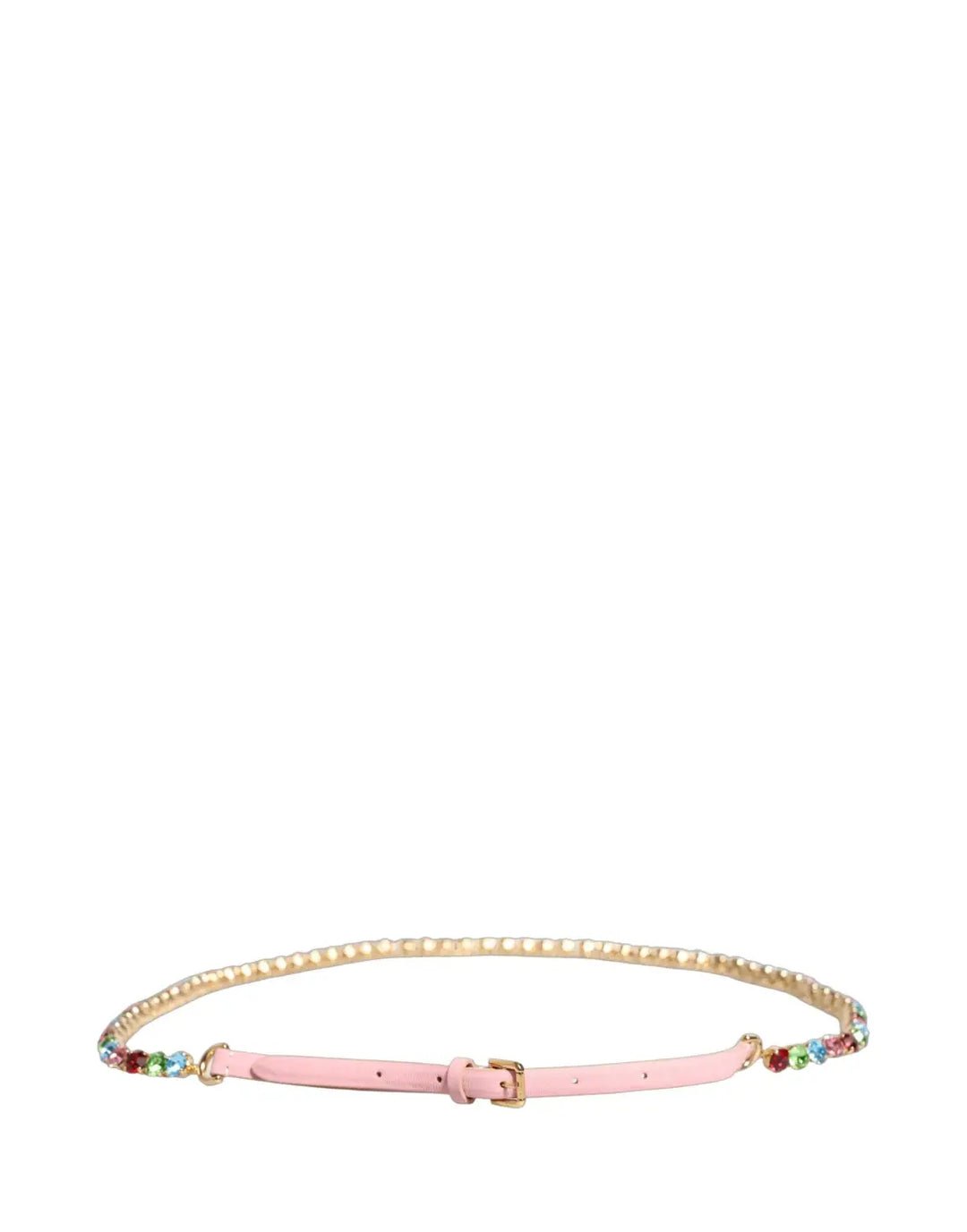 Dolce &amp; Gabbana Pink Leather Crystal Chain Embellished Belt